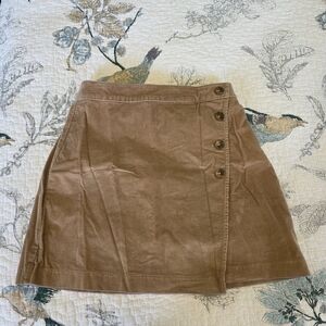 Hollister Corduroy A-Line Mini Skirt in Tan Brown with Side Buttons